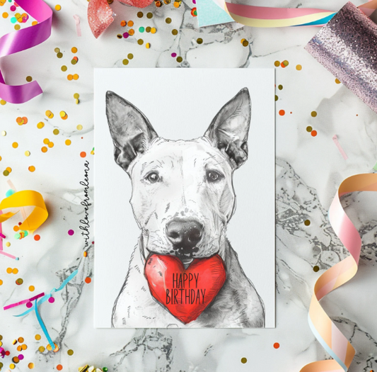 Bull Terrier Personalized Birthday Card | Custom Front Text, 5x7 Single