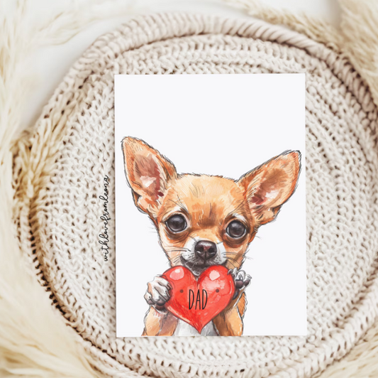 Chihuahua Personalized Father's Day Card | Custom Front Text 5x7 Single