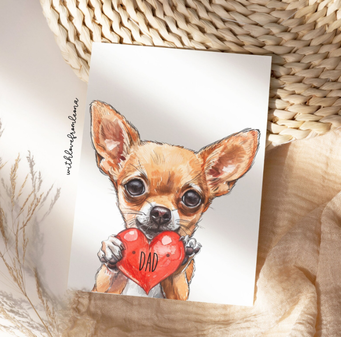 Chihuahua Personalized Father's Day Card | Custom Front Text 5x7 Single