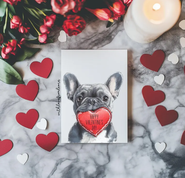 French Bulldog Valentine's Day Personalized Card