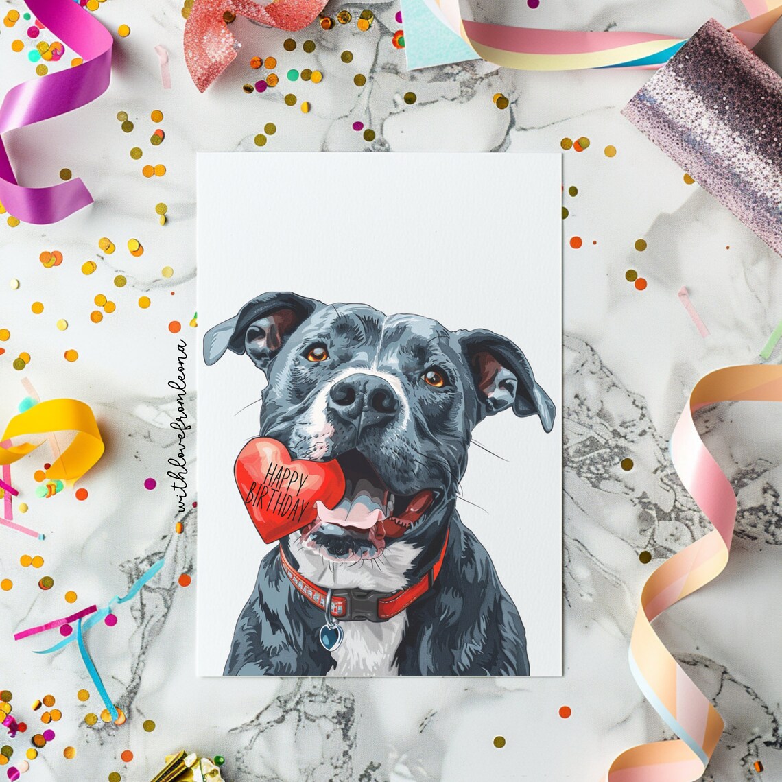 Pitbull Birthday Card