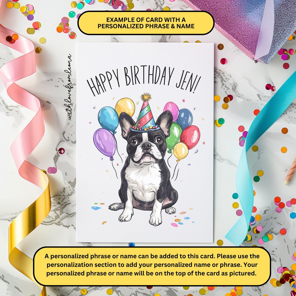 Boston Terrier Birthday Card