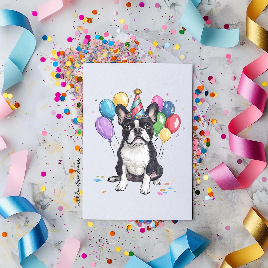 Boston Terrier Birthday Card