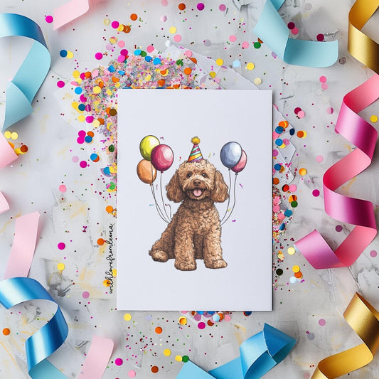 Tan Poodle Birthday Card