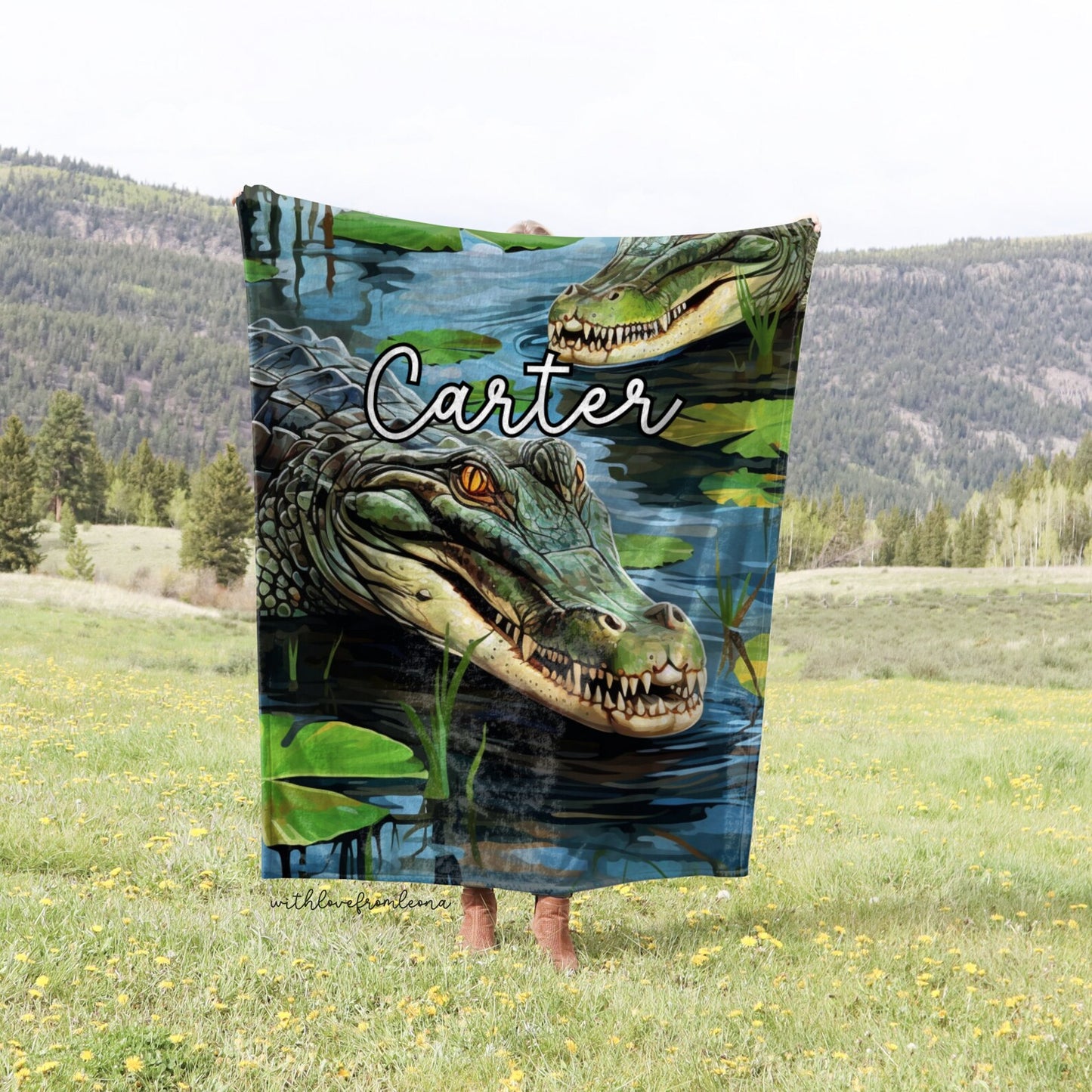 Personalized Alligator Blanket | Custom Name Gift for Alligator Lovers