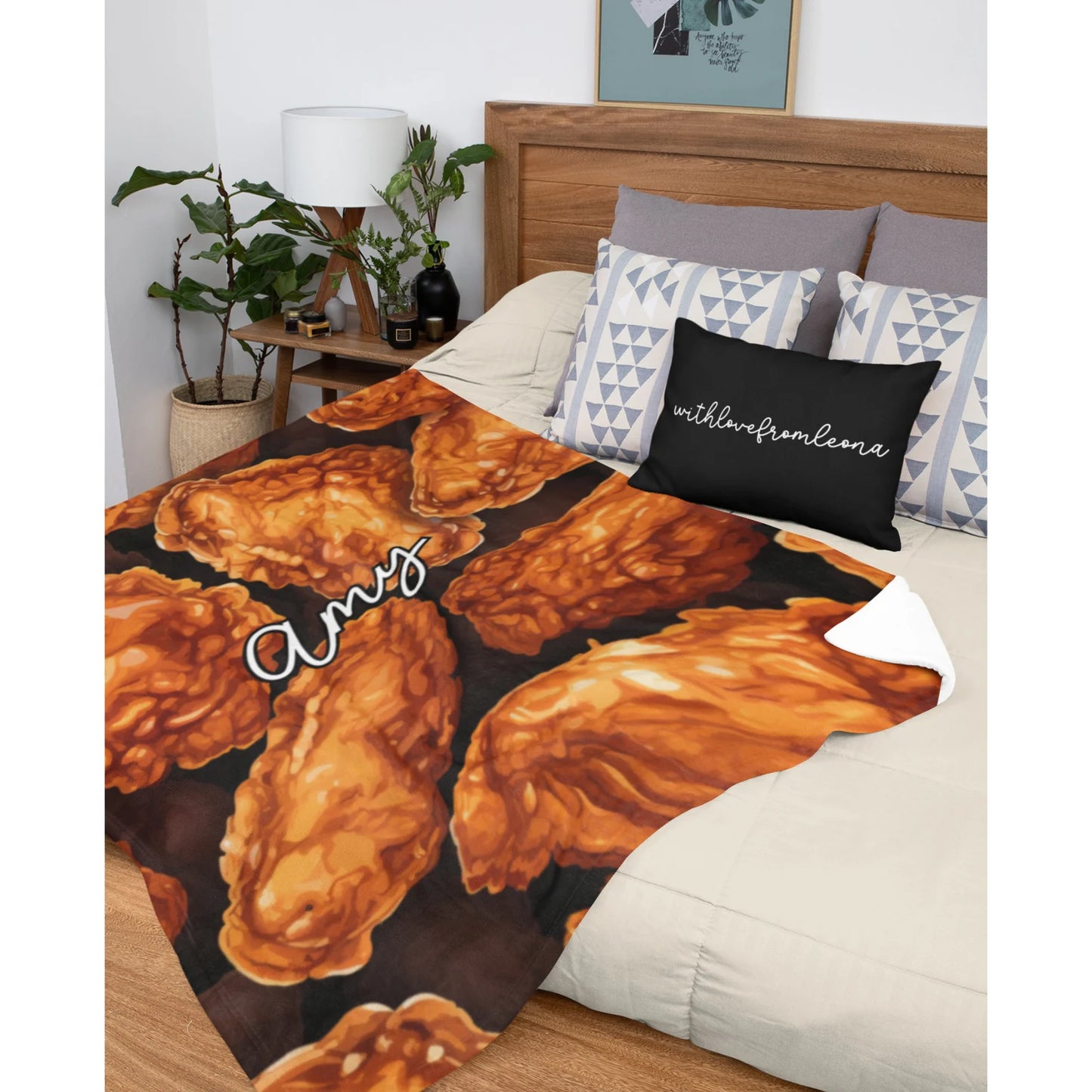Personalized Chicken Wings Blanket | Custom Name Gift for Chicken Wings Lovers