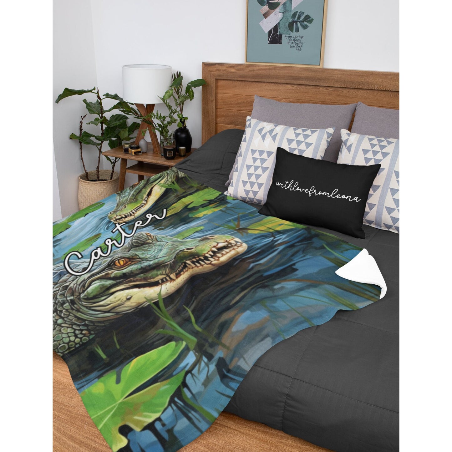 Personalized Alligator Blanket | Custom Name Gift for Alligator Lovers