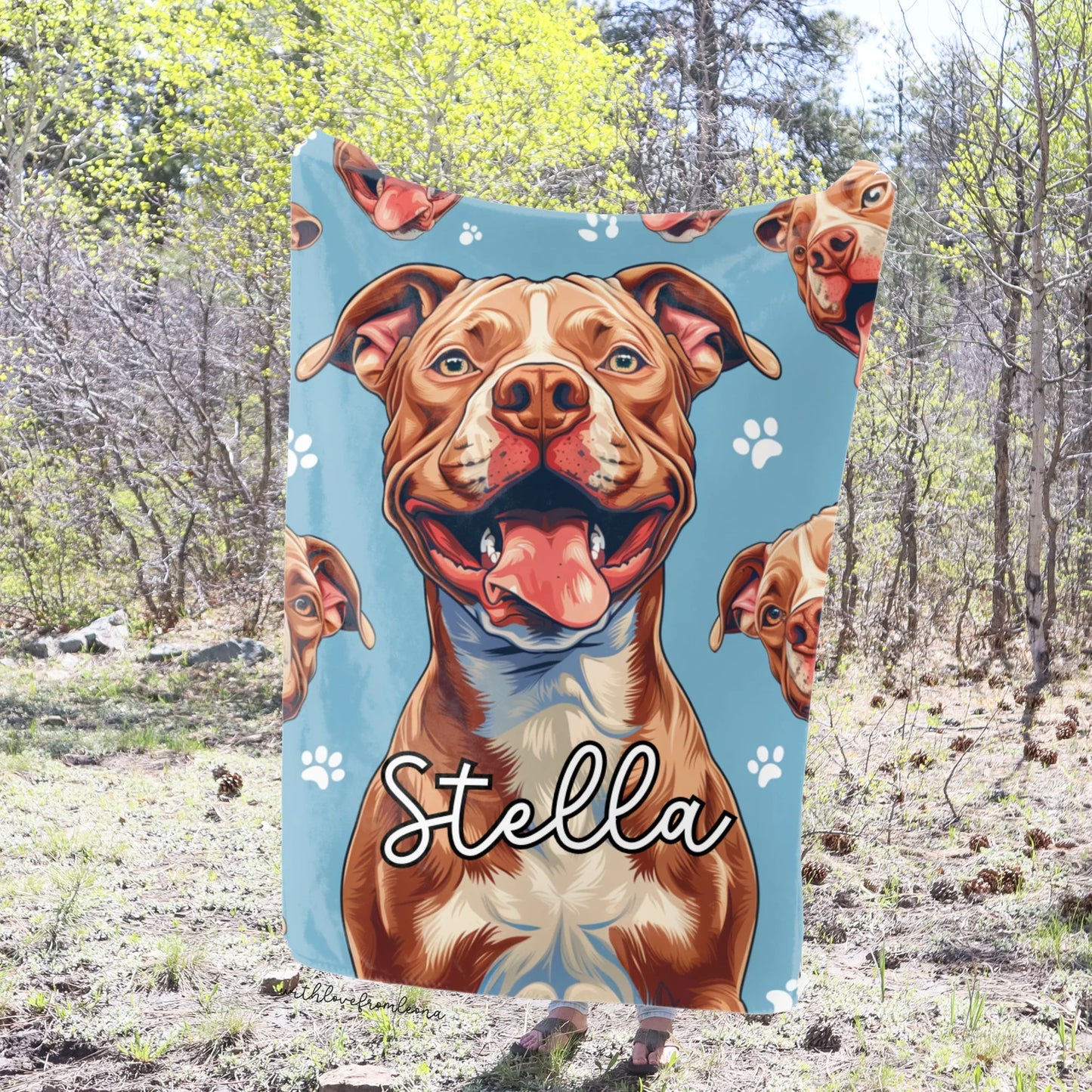 Personalized Pitbull Blanket | Custom Name Gift for Pitbull Lovers