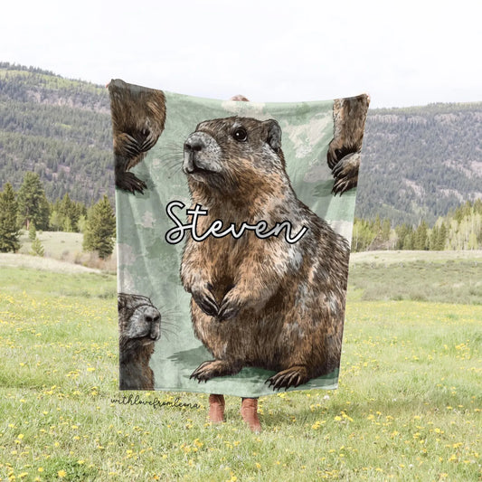 Personalized Groundhog Blanket | Custom Name Gift for Groundhog Lovers