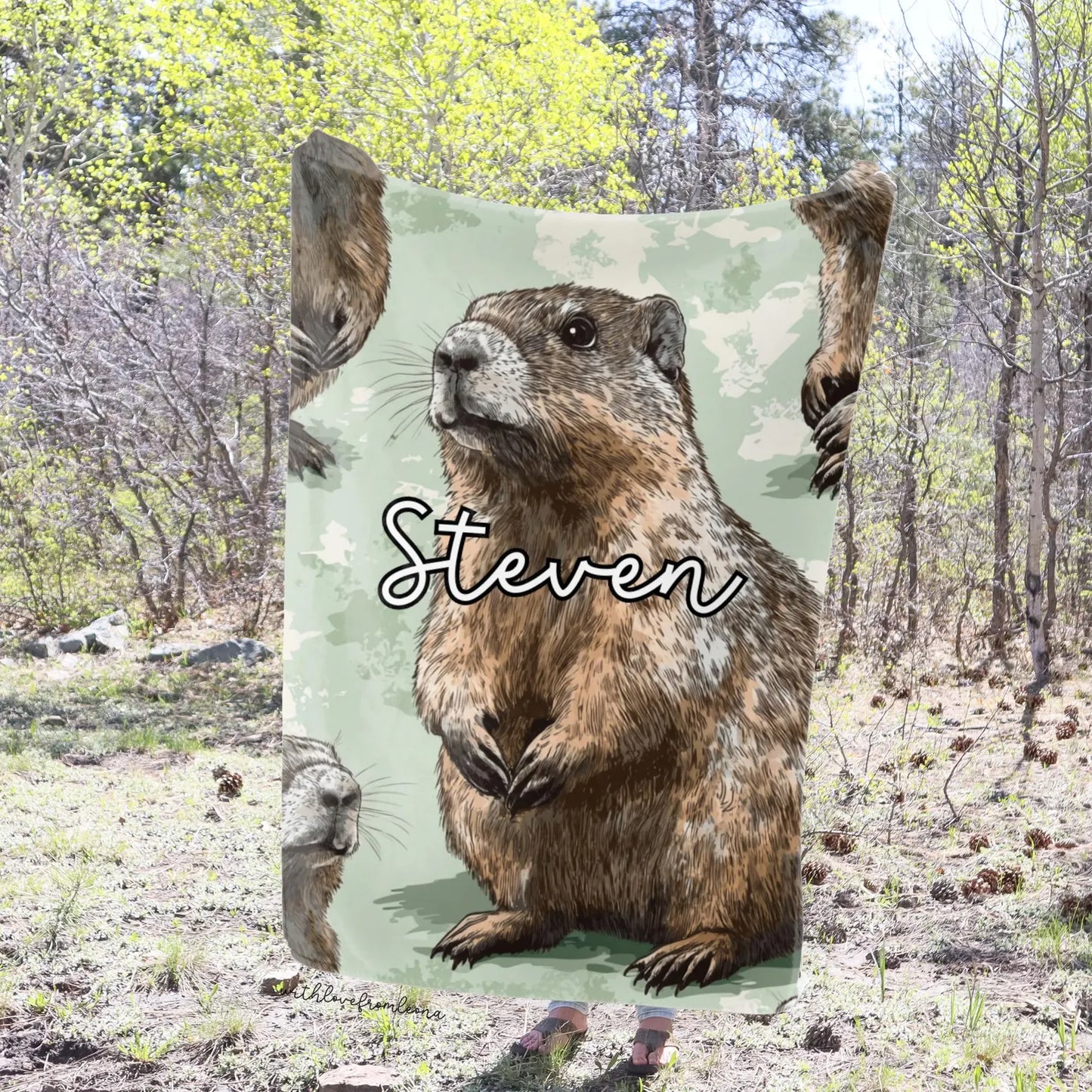 Personalized Groundhog Blanket | Custom Name Gift for Groundhog Lovers