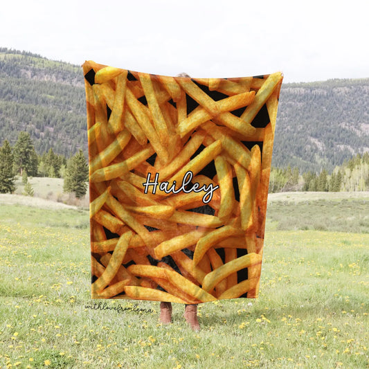 Personalized French Fries Blanket | Custom Name Gift for French Fries Lovers