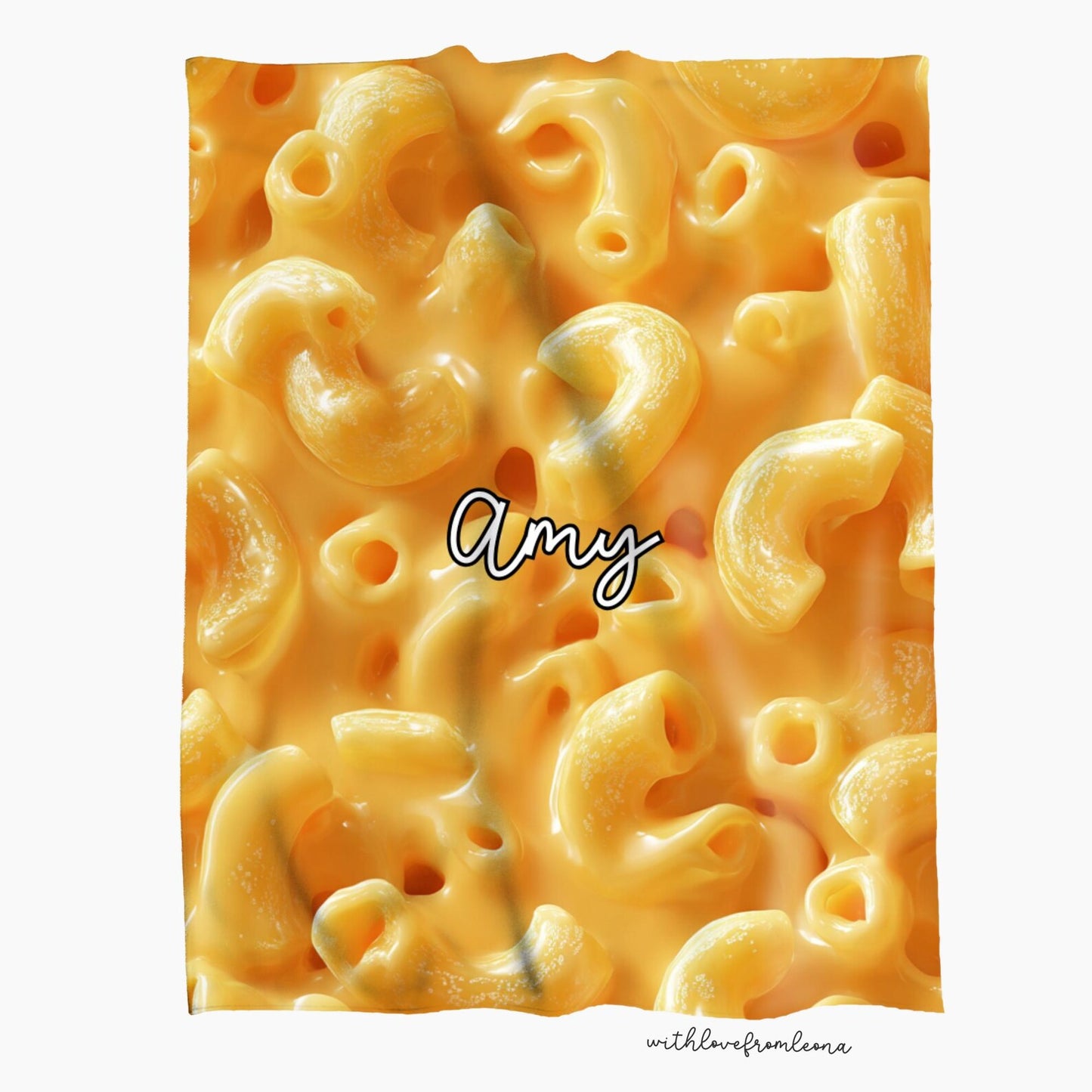Personalized Macaroni and Cheese Blanket | Custom Name Gift for Macaroni and Cheese Lovers