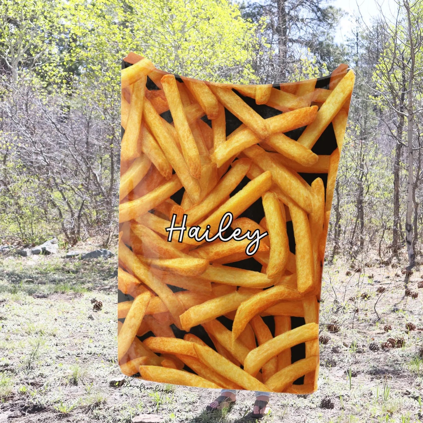 Personalized French Fries Blanket | Custom Name Gift for French Fries Lovers