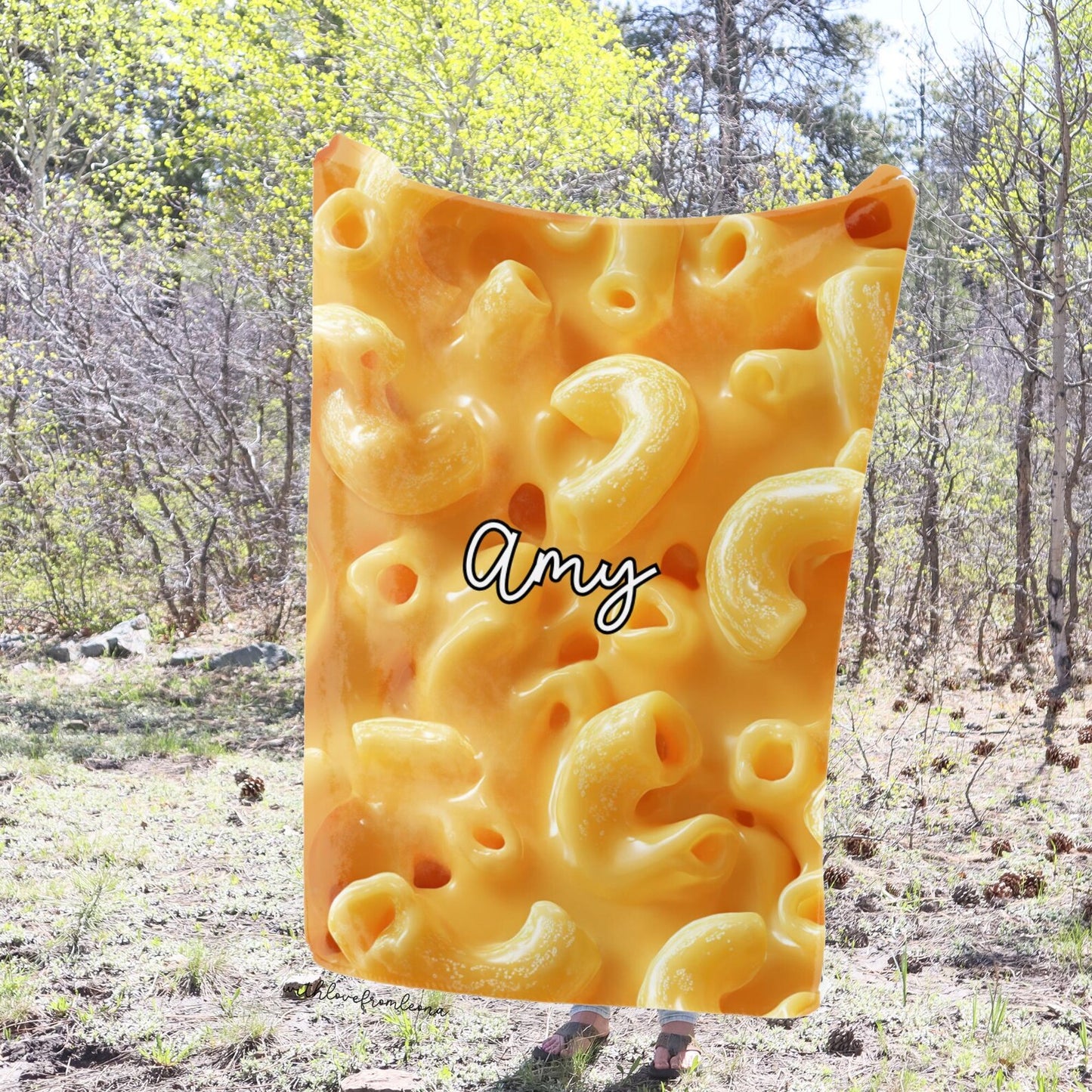 Personalized Macaroni and Cheese Blanket | Custom Name Gift for Macaroni and Cheese Lovers
