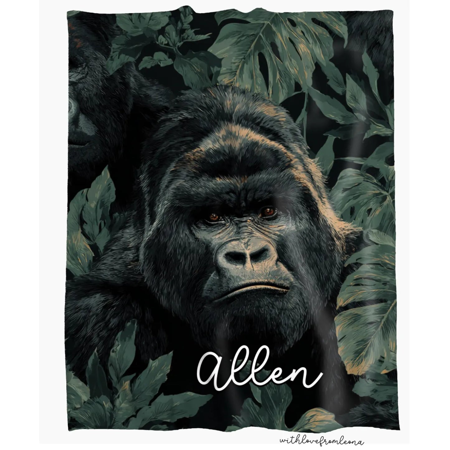 Personalized Gorilla Blanket | Custom Name Gift for Gorilla Lovers