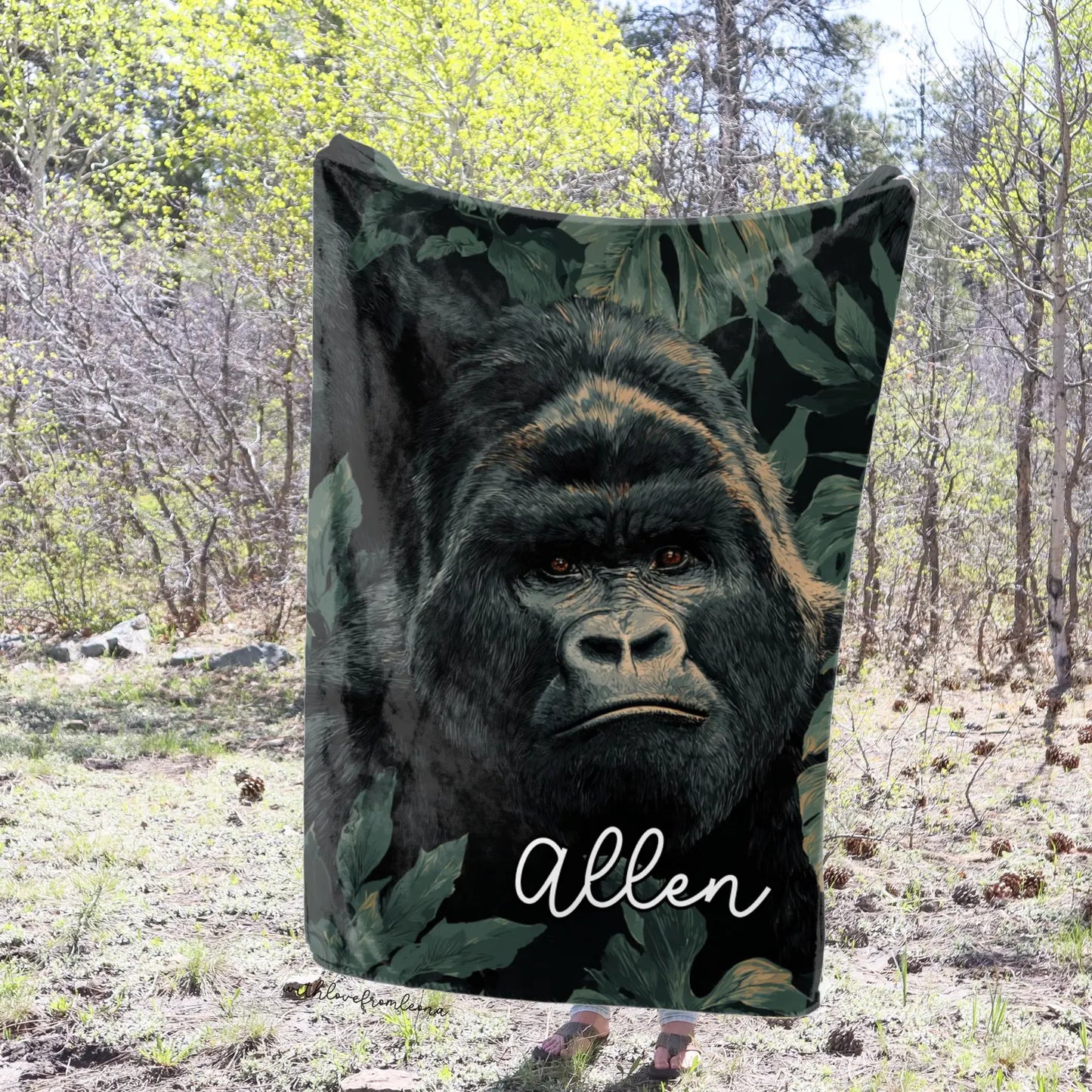 Personalized Gorilla Blanket | Custom Name Gift for Gorilla Lovers
