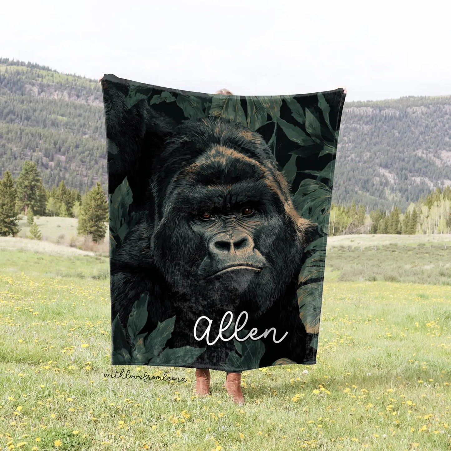 Personalized Gorilla Blanket | Custom Name Gift for Gorilla Lovers