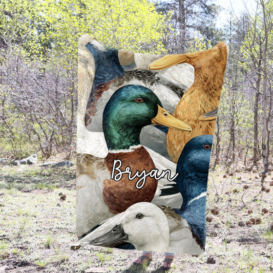 Personalized Ducks Blanket | Custom Name Gift for Duck Lovers