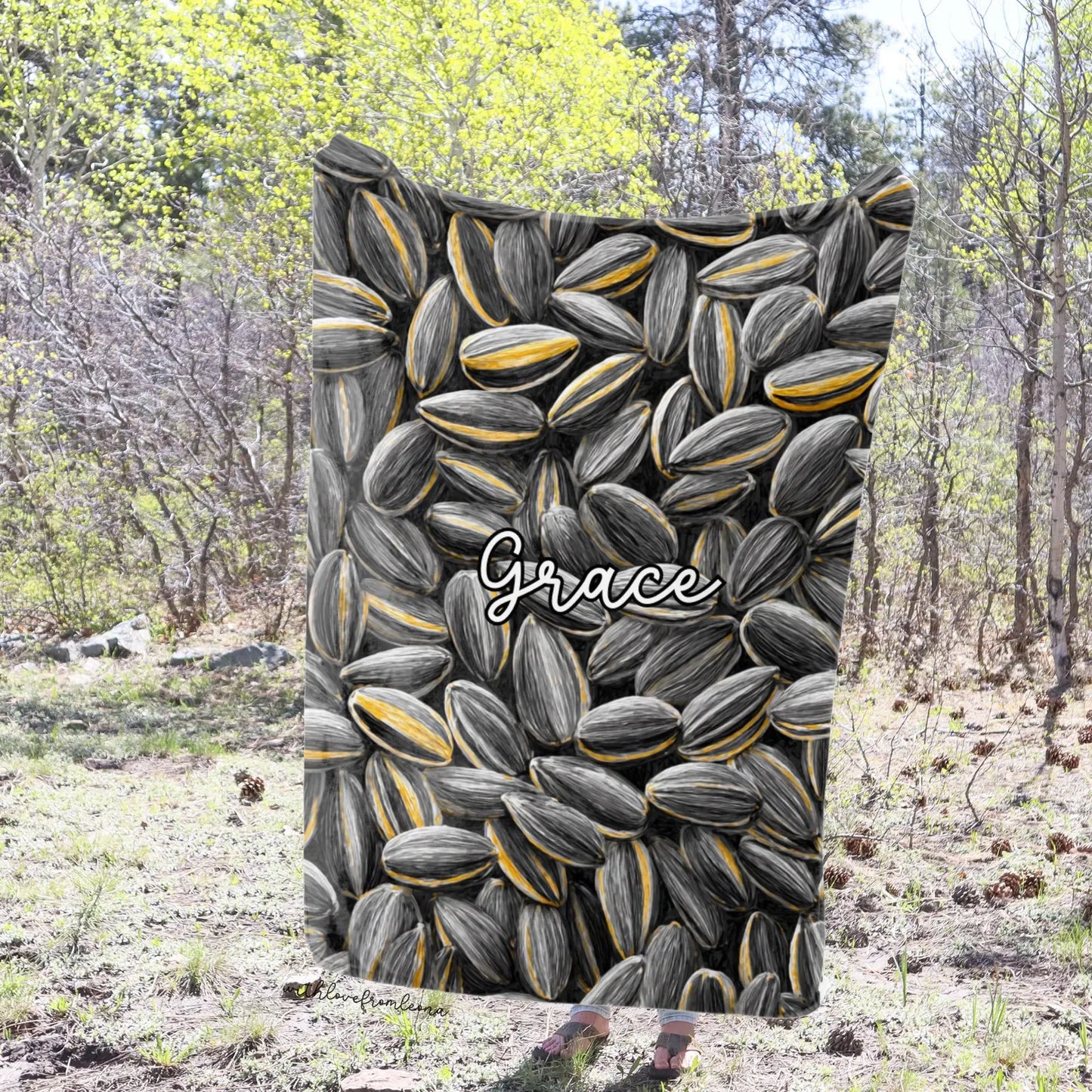 Personalized Sunflower Seeds Blanket | Custom Name Gift for Sunflower Seeds Lovers