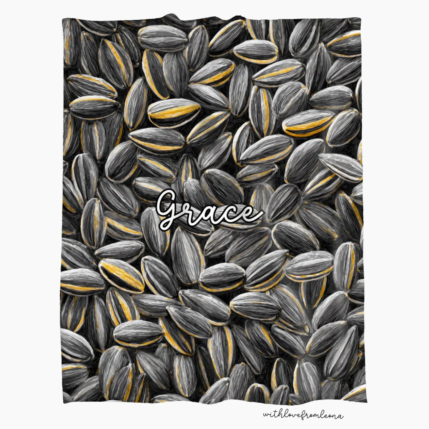 Personalized Sunflower Seeds Blanket | Custom Name Gift for Sunflower Seeds Lovers
