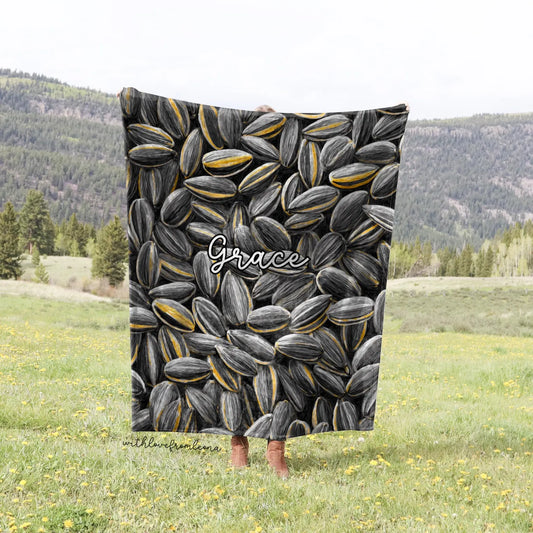 Personalized Sunflower Seeds Blanket | Custom Name Gift for Sunflower Seeds Lovers