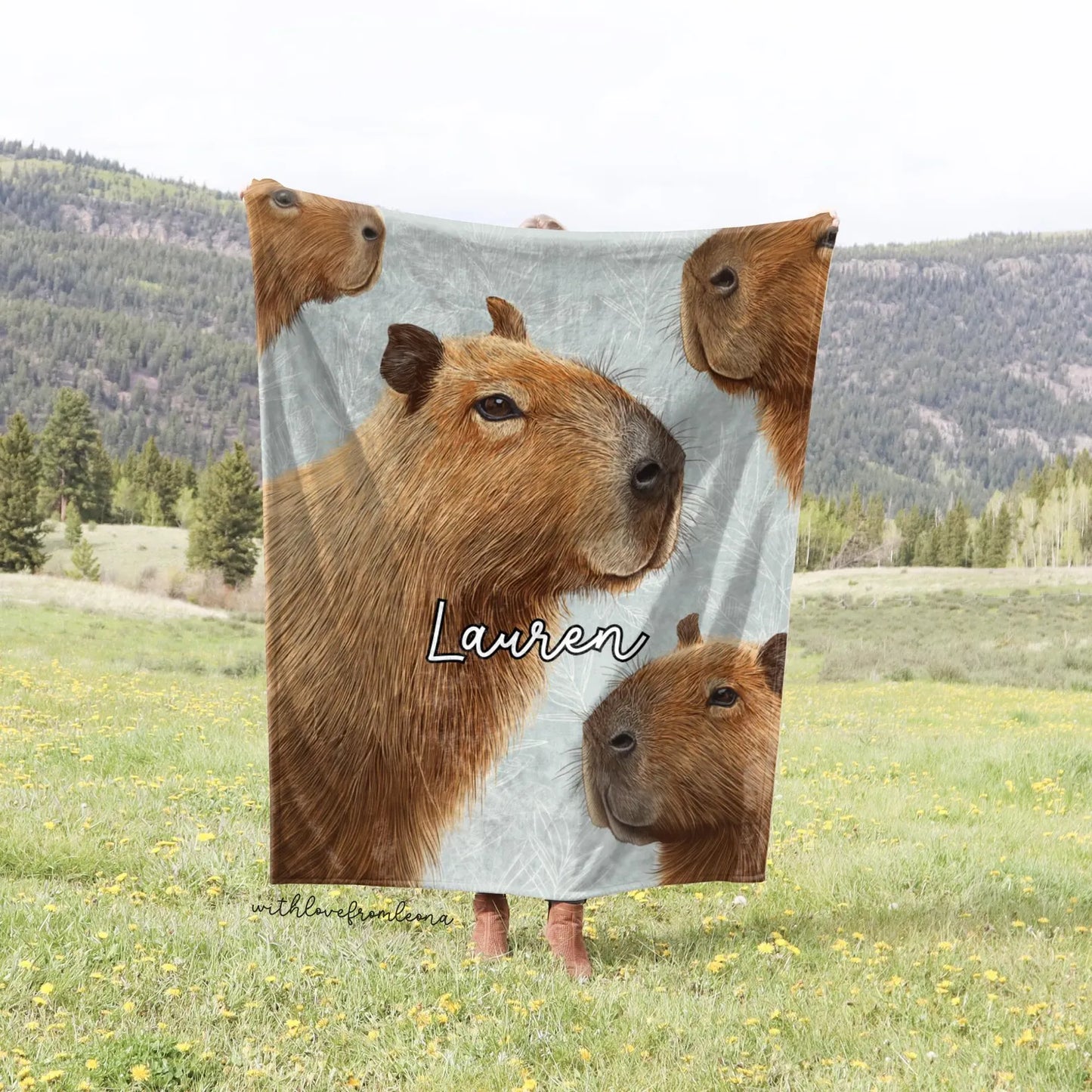 Personalized Capybara Blanket | Custom Name Gift for Capybara Lovers