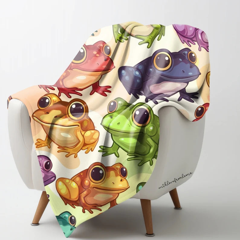 Personalized Frogs Blanket | Custom Name Gift for Frog Lovers