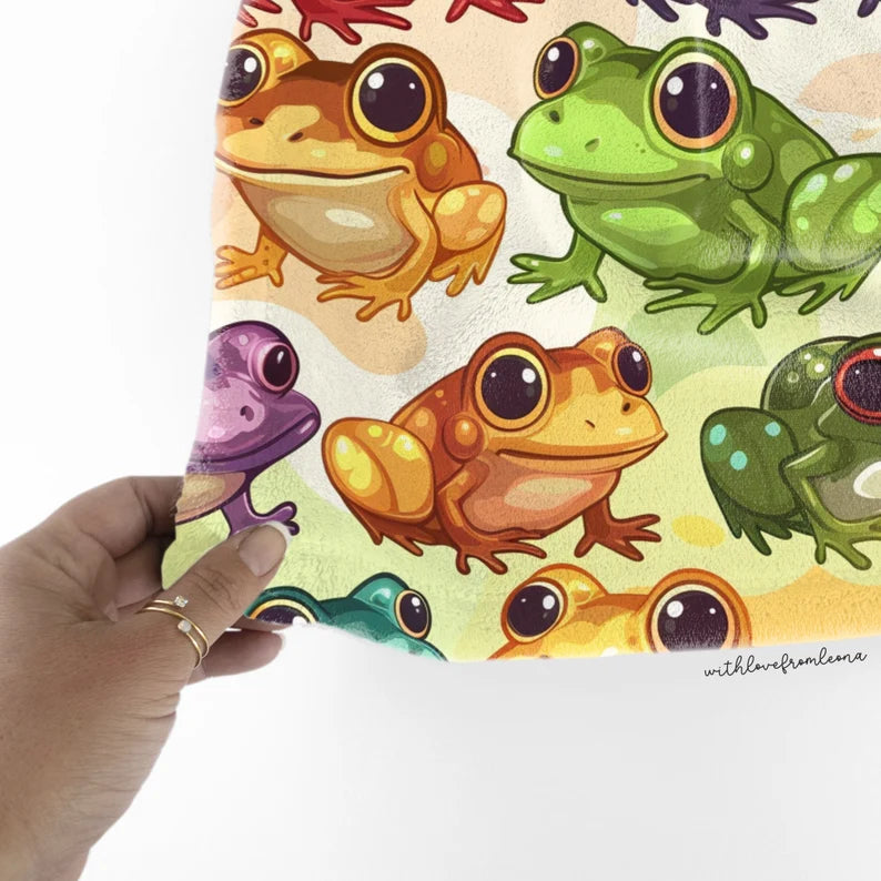 Personalized Frogs Blanket | Custom Name Gift for Frog Lovers