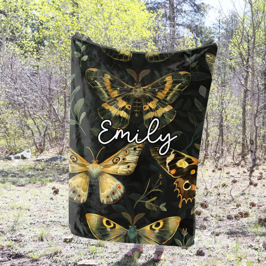 Personalized Moths Blanket | Custom Name Gift for Moth Lovers