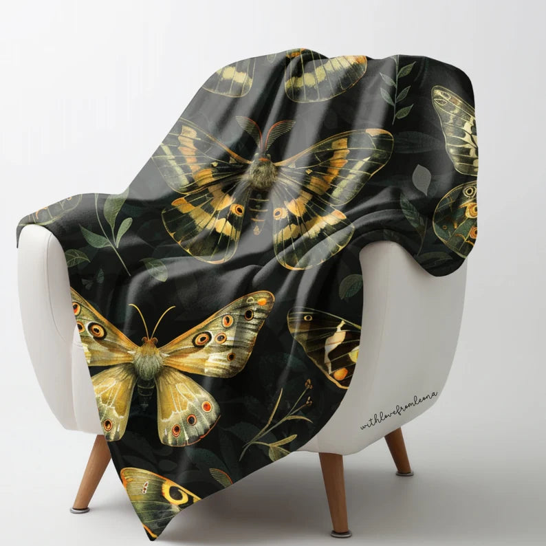 Personalized Moths Blanket | Custom Name Gift for Moth Lovers