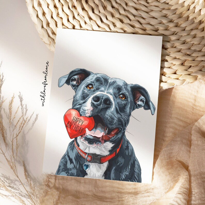 Pitbull Birthday Card