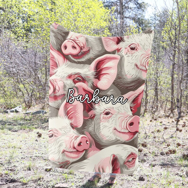 Personalized Pig Blanket | Custom Name Gift for Pig Lovers