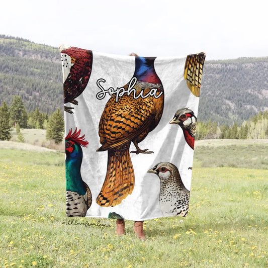 Personalized Pheasant Blanket | Custom Name Gift for Pheasant Lovers