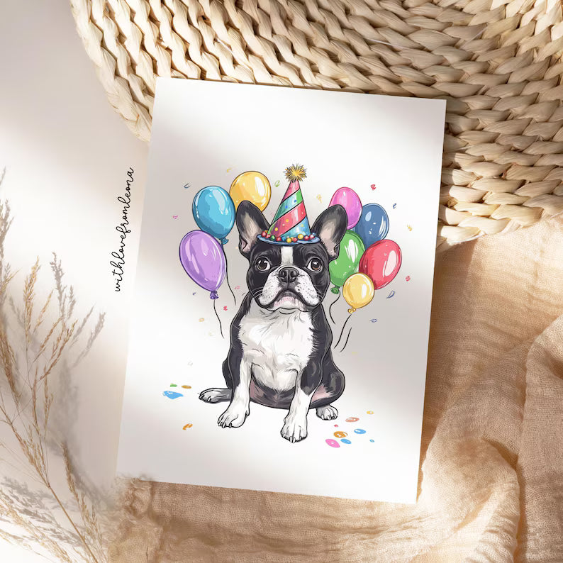 Boston Terrier Birthday Card