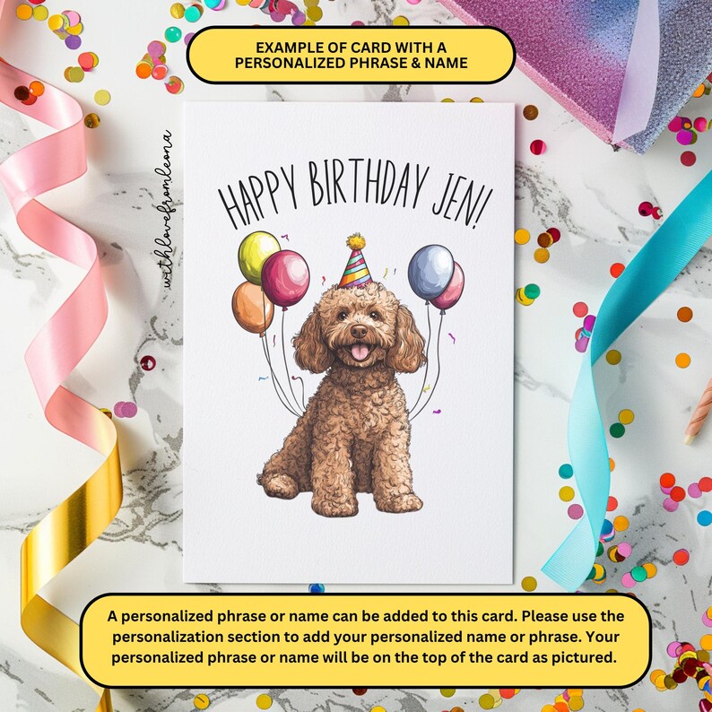 Tan Poodle Birthday Card