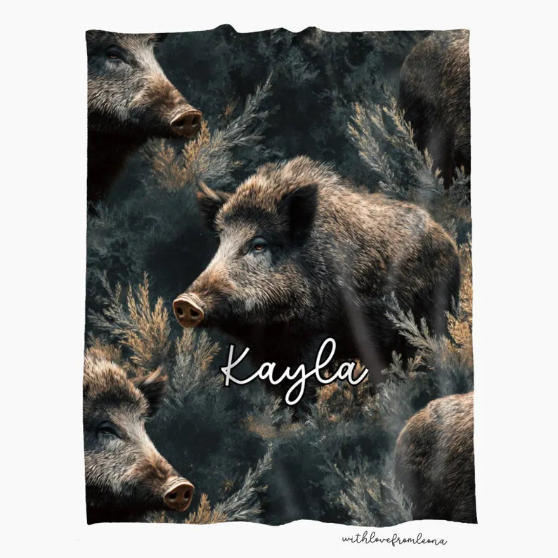 Personalized Wild Boar Blanket | Custom Name Gift for Wild Boar Lovers
