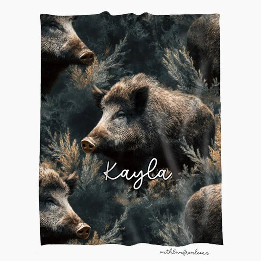 Personalized Wild Boar Blanket | Custom Name Gift for Wild Boar Lovers