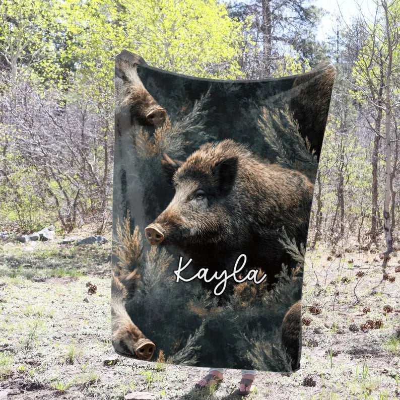 Personalized Wild Boar Blanket | Custom Name Gift for Wild Boar Lovers