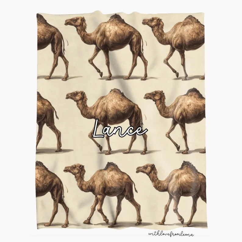 Personalized Camels Blanket | Custom Name Gift for Camel Lovers