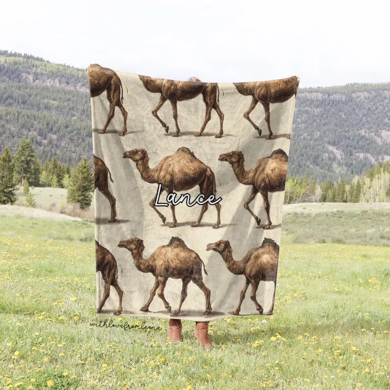 Personalized Camels Blanket | Custom Name Gift for Camel Lovers