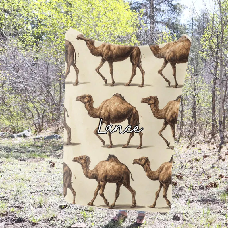 Personalized Camels Blanket | Custom Name Gift for Camel Lovers