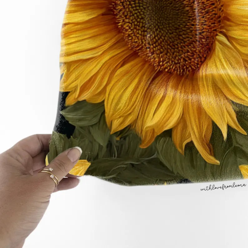 Personalized Sunflowers Blanket | Custom Name Gift for Sunflower Lovers