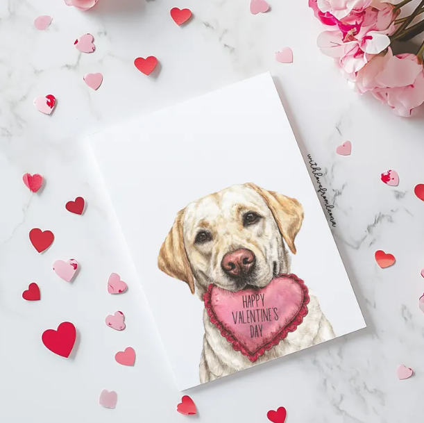 Labrador Retriever Personalized Valentine's Day Card | Custom Front Text, 5x7 Single