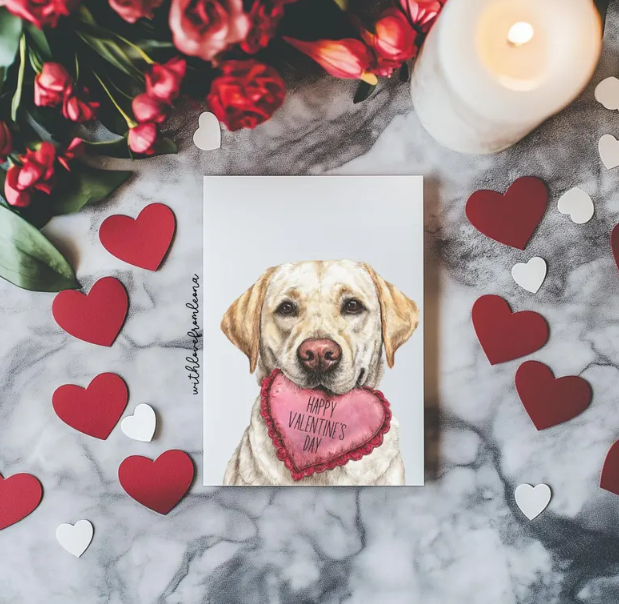 Labrador Retriever Personalized Valentine's Day Card | Custom Front Text, 5x7 Single