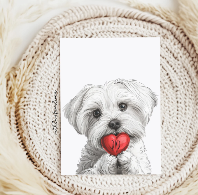 Maltese Personalized Father's Day Card | Custom Front Text, 5x7 Single