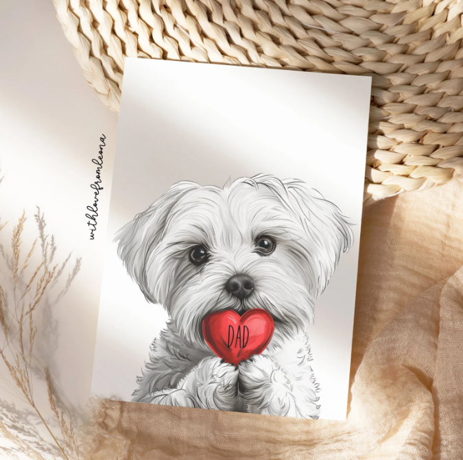 Maltese Personalized Father's Day Card | Custom Front Text, 5x7 Single