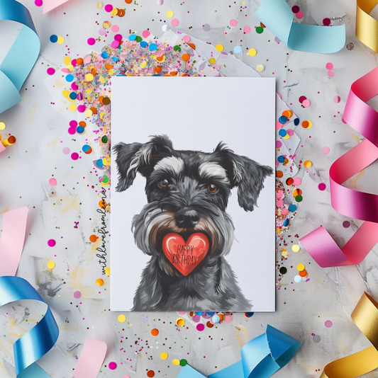 Miniature Schnauzer Personalized Birthday Card | Custom Front Text, 5x7 Single